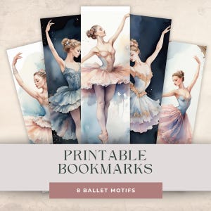 Segnalibri stampabili Ballerina, Segnalibro Ballerina di danza classica, Segnalibro Acquerello, Download digitale, Regalo per amanti dei libri, Regalo per lettori