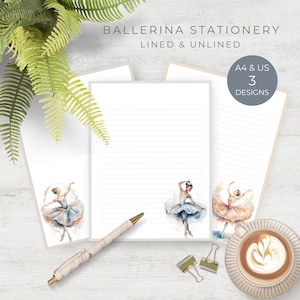 Conjunto de papelaria para bailarina, papel aquarela para bailarina, conjunto para escrever cartas, papel para correspondência, papel para impressão, escrita decorativa