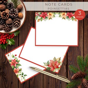 Weihnachten Blume Note Karten Set, druckbare Weihnachten Briefpapier, Last Minute Karten, Notecard für alle Anlässe, Instant Download