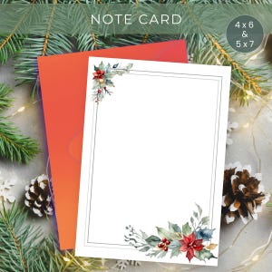 Personalisierbares Weihnachtsbriefpapier, bearbeitbare Einladungsvorlage, leere Einladungskarten, druckbare Notizkarte, CNC01
