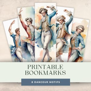 Aquarell männlich Ballett-Tänzer Lesezeichen, Printable Briefpapier, digitaler Download, sofortiger Download, Buch-Liebhaber Geschenke, Tänzerin Lesezeichen