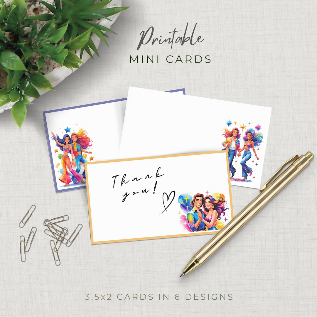 Small Note Card Mini Note Cards Printable, Neon Party Tags, Blank Card, Digital ...