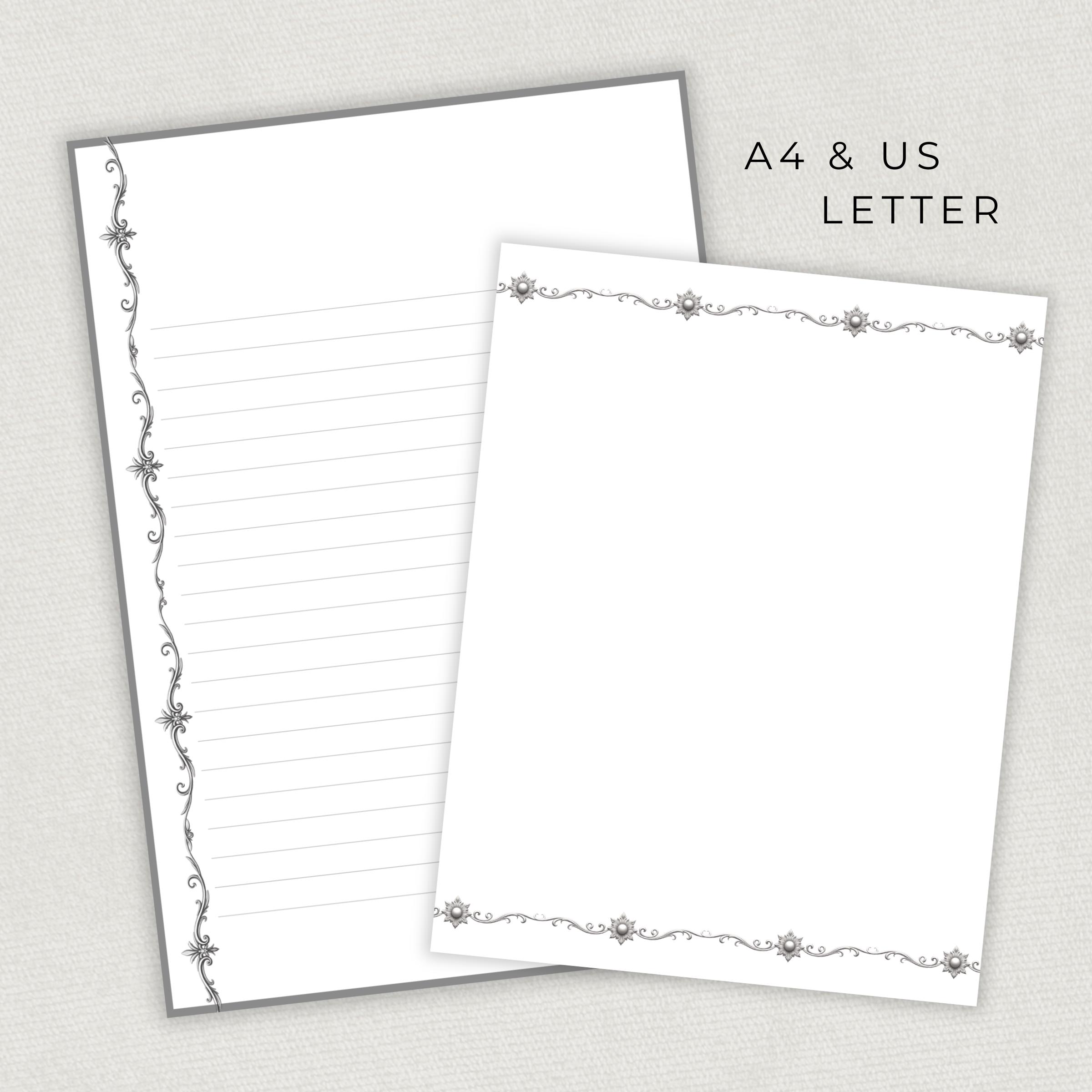 Filligree Writing Vintage Filigree Printable Writing Paper, Lined and Unlined Letter ...