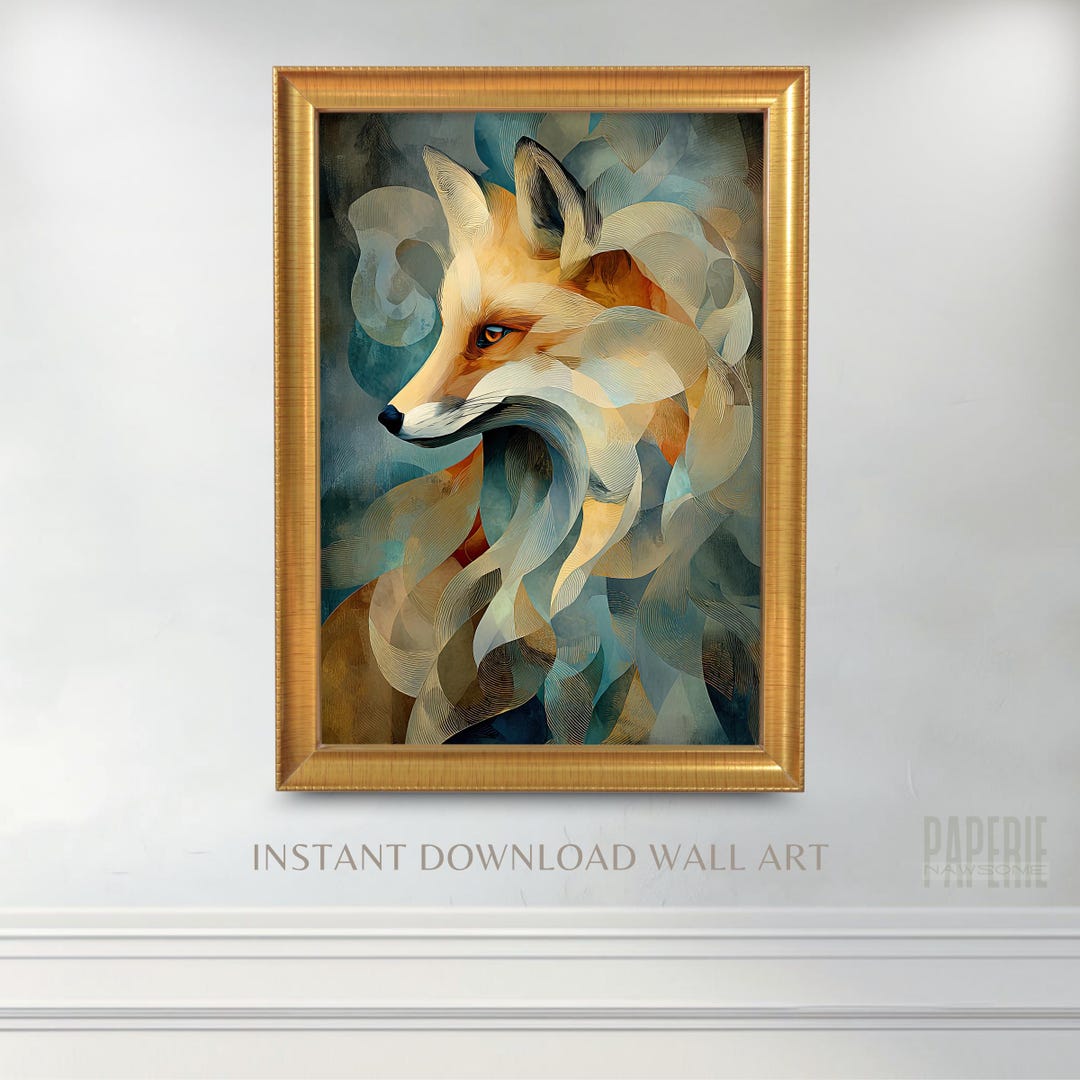 Contemporary Red Fox Print, Abstract Forest Animal Art for Nature Lover ...