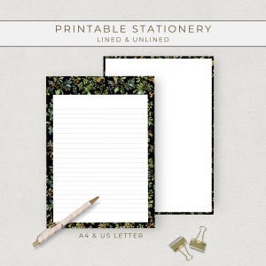 Moody Stationery Paper Set, Dark Foliage Letter Writing Set, Happy Mail Stationery, Briefpapier, Flower Stationery, Decorative Writing
