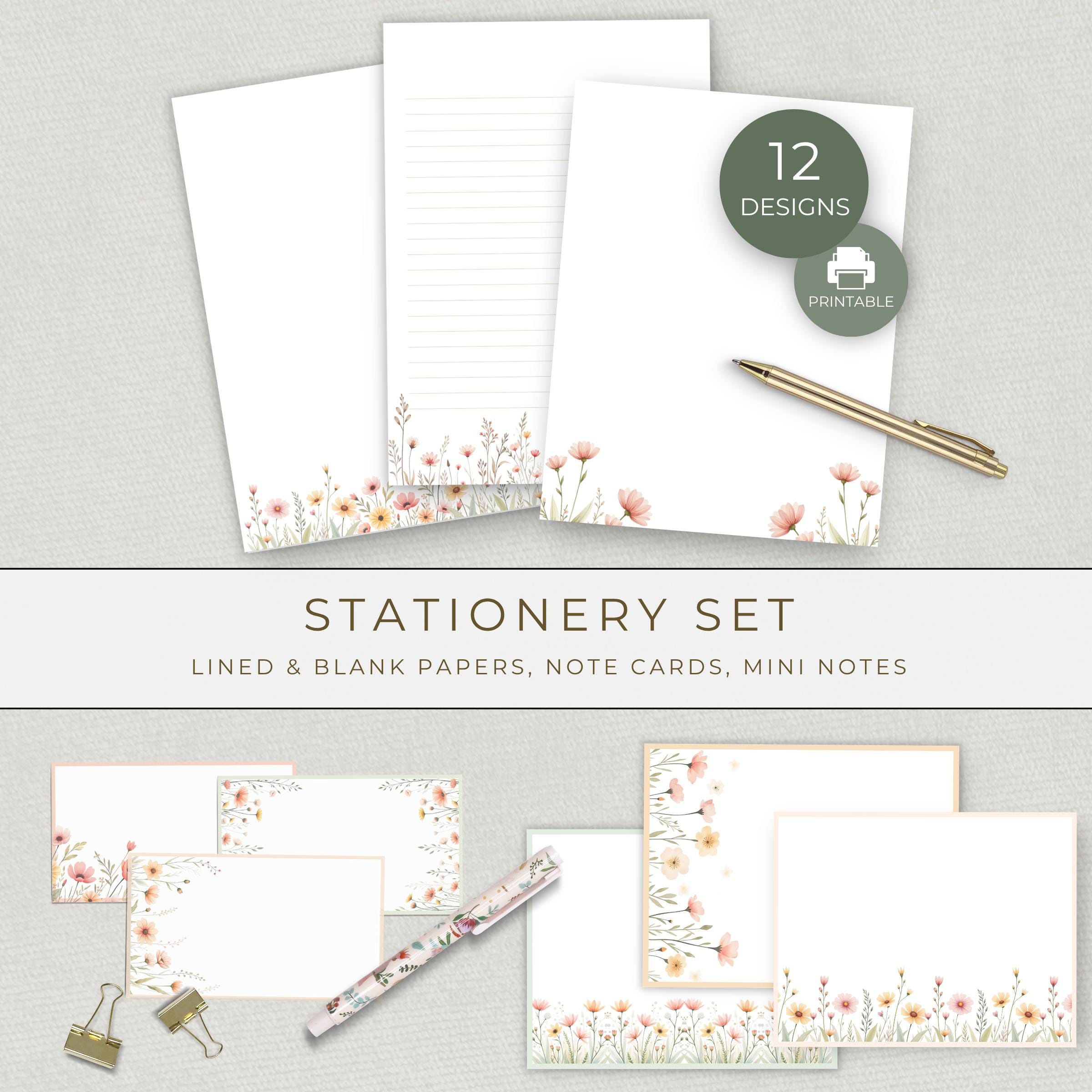 Soft Floral Stationery Bundle, Printable Writing Paper, Note Cards and ...