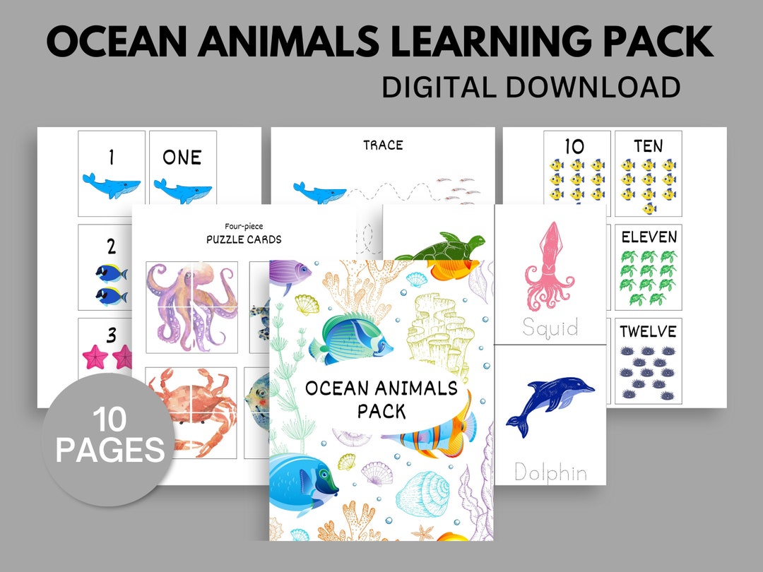 Ocean Animals Printable Printable Puzzle for Kids Nature - Etsy