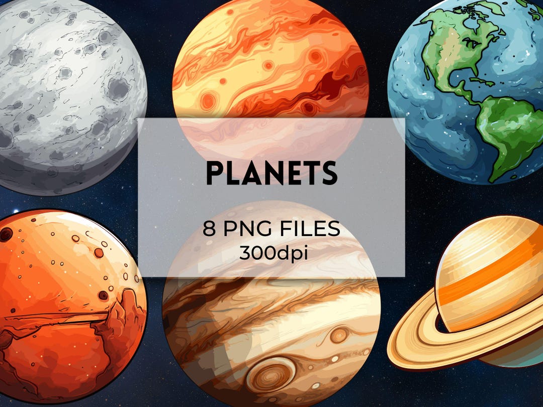 Planet Illustrations: Solar System Clipart, Space Decor (digital ...