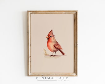 Northern Cardinal, Vintage Bird Prints, Bird Prints, Bird Decor, Bird Art Print, Watercolor Art, Printable Wall Art, Digital Prints