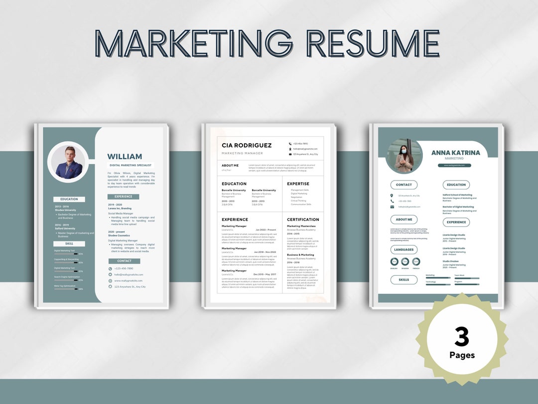 Topnotch Marketing Resume Template Professional and Etsy