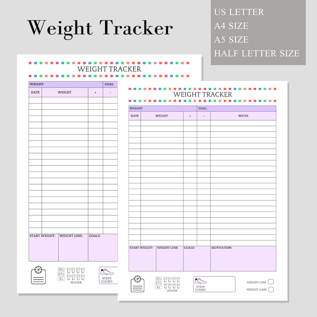 Your Personal Weight Tracker, Track Your Progress With Canva Editable
