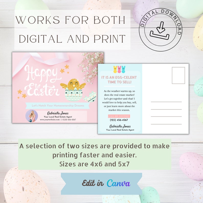 Easter Real Estate Postcard Realtor Spring Postcard Real Estate Spring