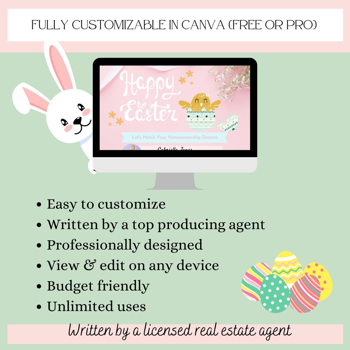 Easter Real Estate Postcard Realtor Spring Postcard Real Estate Spring