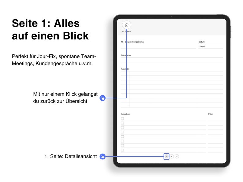 Digitales Notizbuch für Besprechungen & Meetings auf Deutsch für GoodNotes iPad zdjęcie 4
