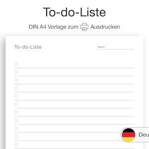 To-do-liste Zum Ausdrucken, A4 Vorlage Deutsch - Etsy Australia