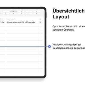 Digitales Notizbuch für Besprechungen & Meetings auf Deutsch für GoodNotes iPad zdjęcie 3