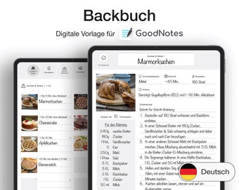 Digitales Backbuch PDF zum Selberschreiben auf Deutsch für GoodNotes
