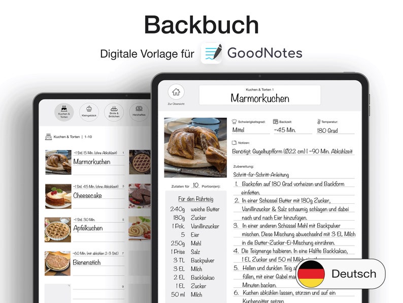 Digitales Backbuch PDF zum Selberschreiben auf Deutsch für GoodNotes image 1