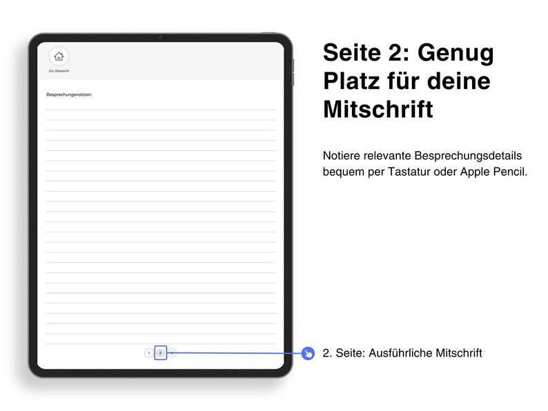 Digitales Notizbuch für Besprechungen & Meetings auf Deutsch für GoodNotes iPad zdjęcie 5