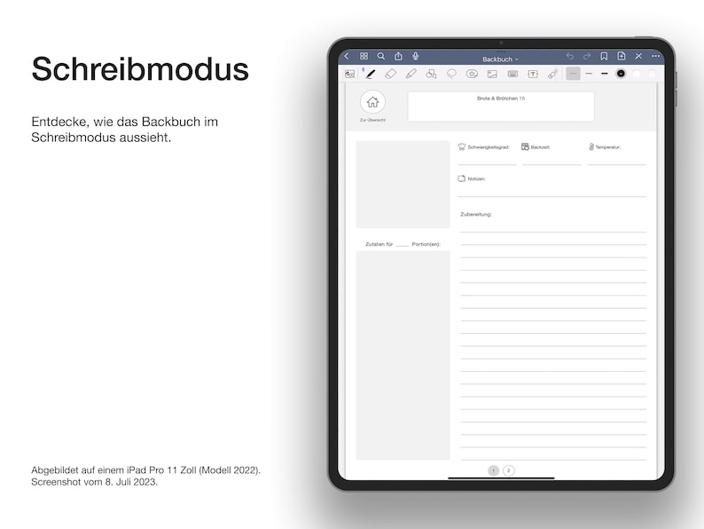 Digitales Backbuch PDF zum Selberschreiben auf Deutsch für GoodNotes Bild 8