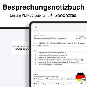 Digitales Notizbuch für Besprechungen & Meetings auf Deutsch für GoodNotes iPad zdjęcie 1