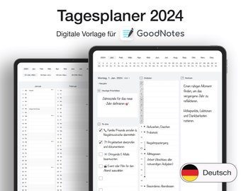 Digitaler Tagesplaner 2024 auf Deutsch für GoodNotes (iPad)