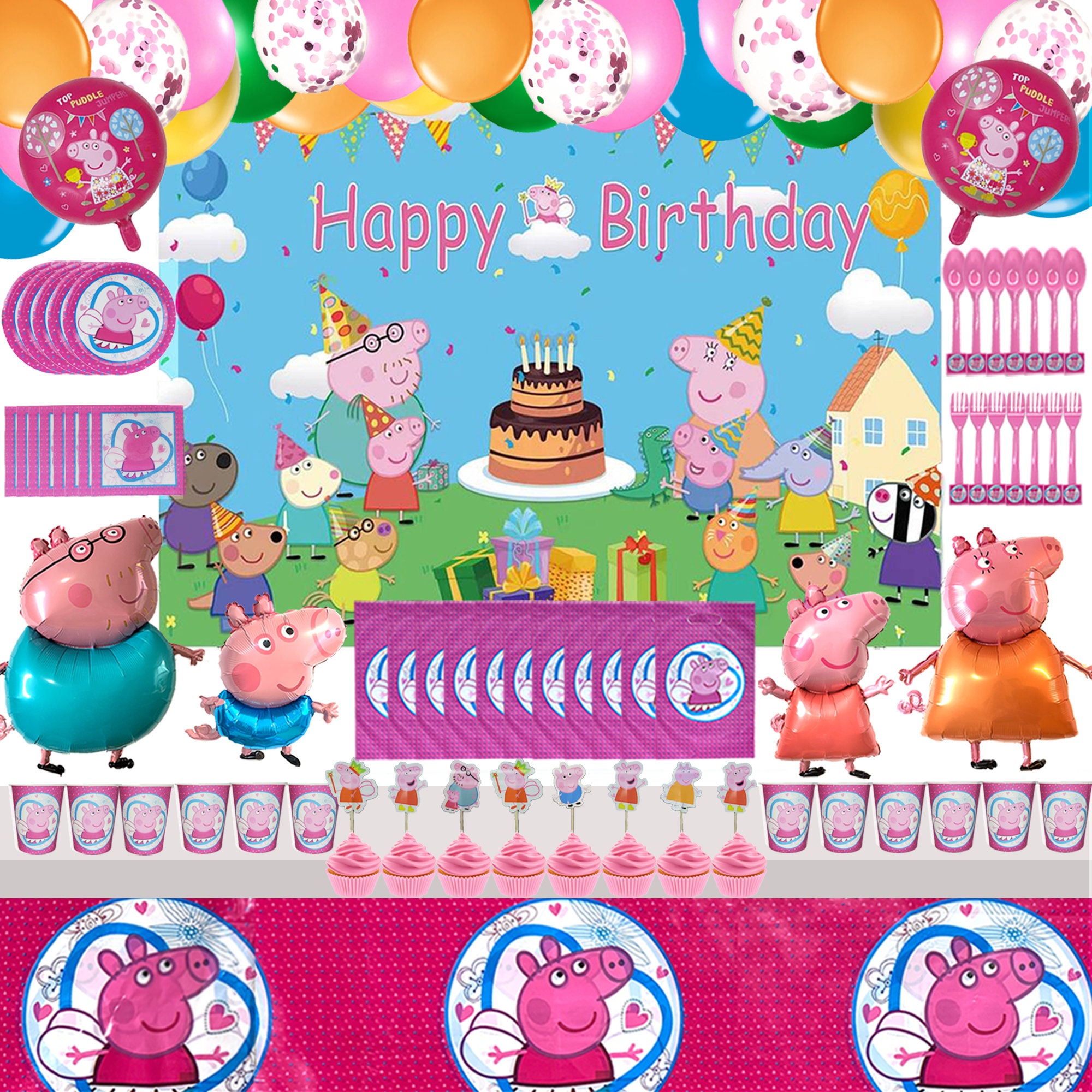 7 Peppa Pig Birthday Favor Bags Cartoon Party Bags Great for