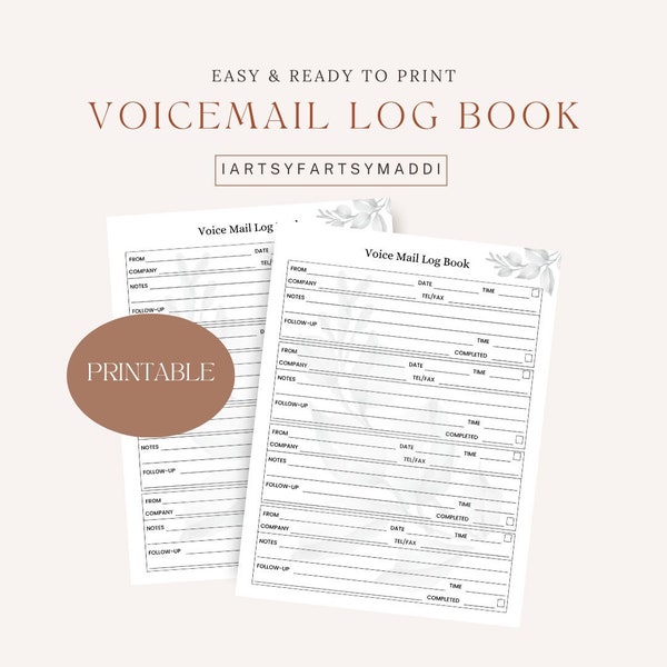 Voicemail Log Template Etsy
