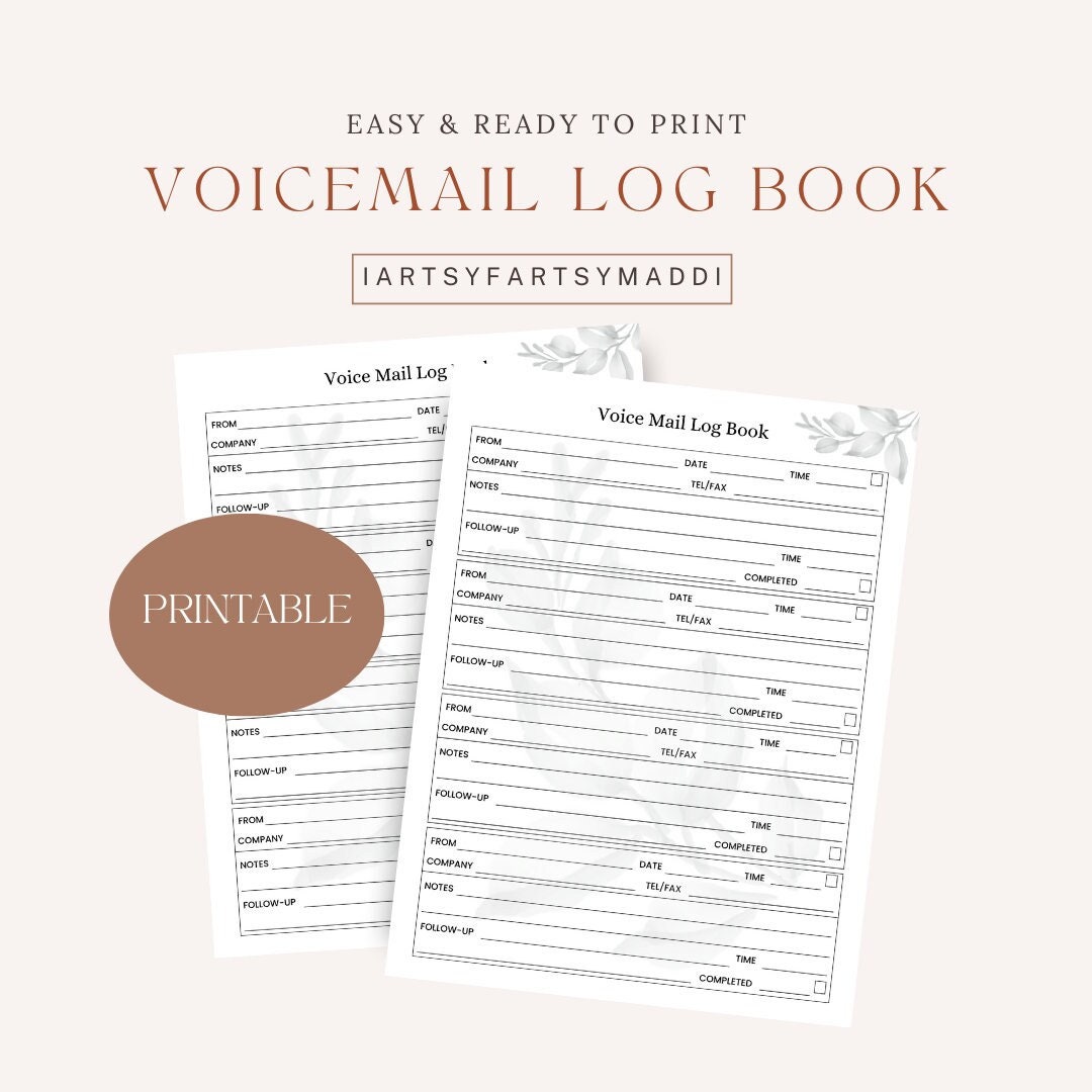 Printable Voicemail Log Book Sheet Etsy