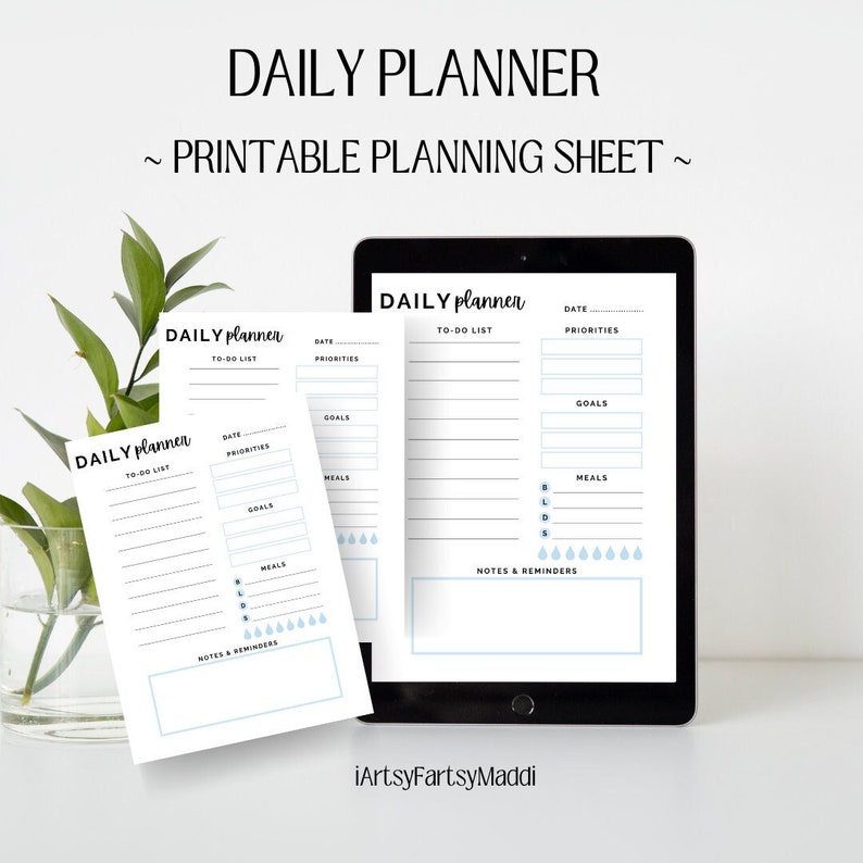 Printable Daily Planning Sheet Etsy Printable daily planning sheet etsy