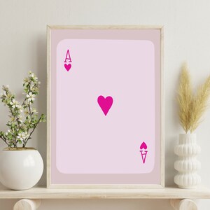 Pink Aces Card Wall Art, Trendy Retro Wall Art, Pink Ace Playing Card, Pink Aces Poster, Trendy Wall Art, Minimalist, Groovy, Digital Art