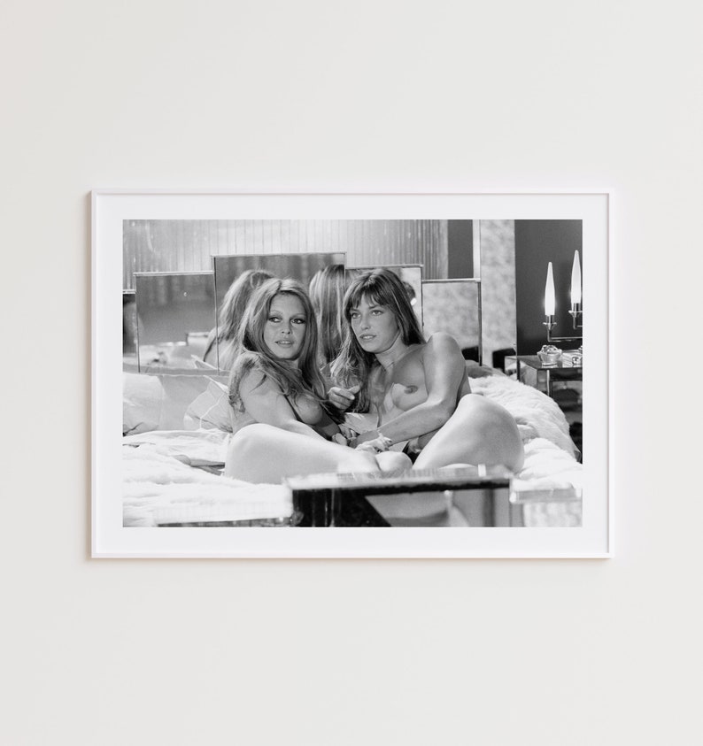 Jane Birkin and Brigitte Bardot, Black and White Photography Prints, Black and White Wall Art, Vintage Print, Photography Wall Art image 1