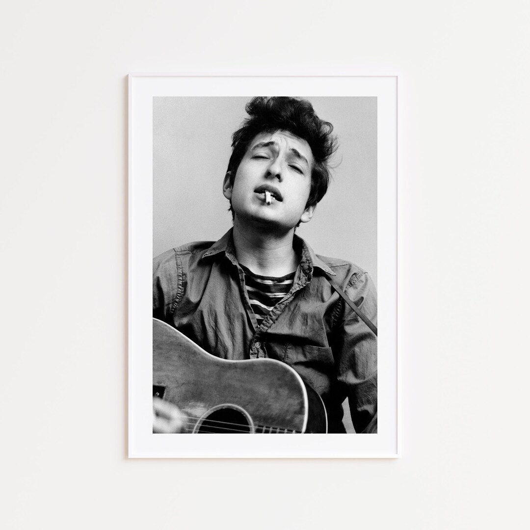 Bob Dylan Playing Guitar, Bob Dylan Print, Black and White Photography ...