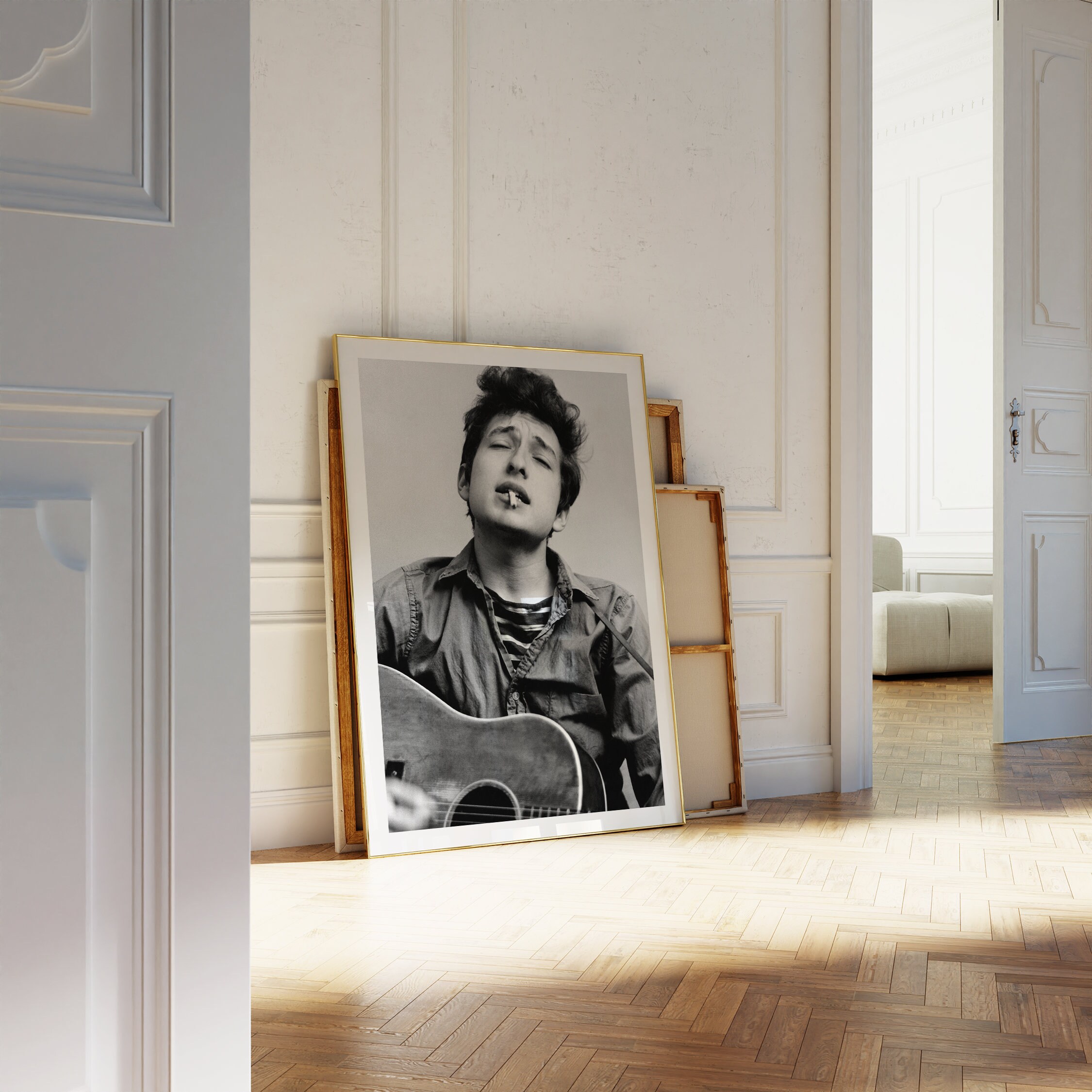 Bob Dylan Playing Guitar, Bob Dylan Print, Black and White Photography ...