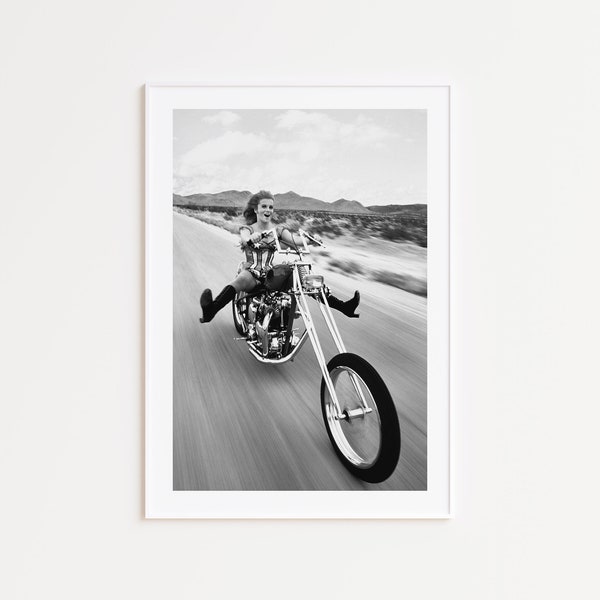 Woman on Motorcycle Print, Black and White Photography Prints, Black and White Motorcycle Print, Vintage Motorcycle Print, Ann-Margret Print