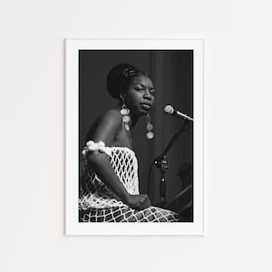 Nina Simone, Black and White Photography Prints, Nina Simone Poster, Black and White Wall Art, Nina Simone Print, Music Wall Art