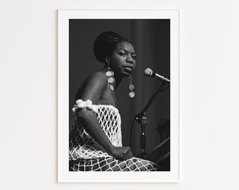 Nina Simone, Black and White Photography Prints, Nina Simone Poster, Black and White Wall Art, Nina Simone Print, Music Wall Art