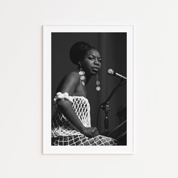 Nina Simone, impresiones fotográficas en blanco y negro, cartel de Nina Simone, arte de pared en blanco y negro, impresión de Nina Simone, arte de pared musical