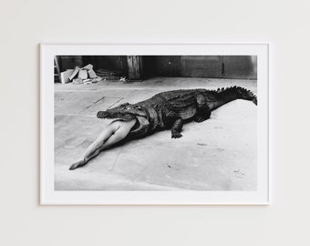 Helmut Newton, Crocodile Eating Ballerina, Helmut Newton Framed, Black and White Photography Prints, Helmut Newton Poster, Photography Art