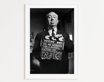 Alfred Hitchcock Poster, Black and White Photography Prints, Alfred Hitchcock, Psycho, Alfred Hitchcock Print, Photography Wall Art