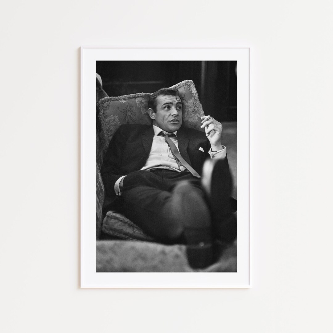 Sean Connery Relaxing on Sofa, Black and White Photography Prints, Sean ...