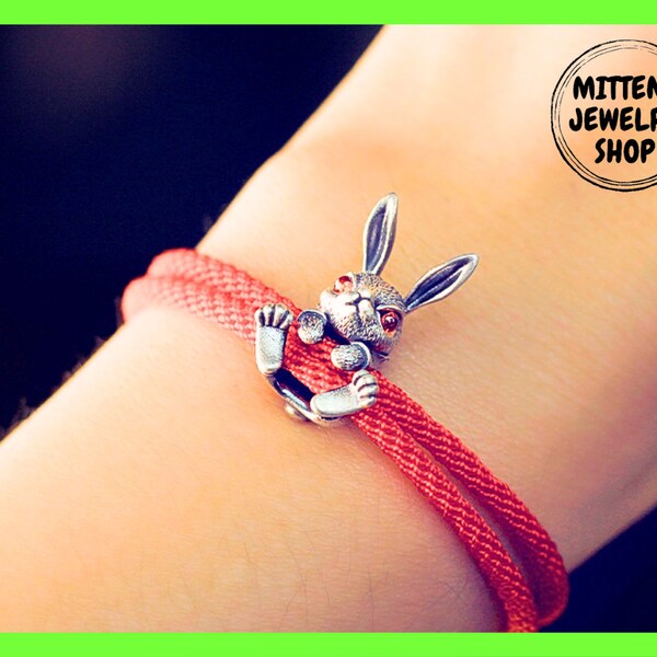 Rabbit Charm Gothic Fantasy Bracelet, Mystical Jewelry, Bunny Bracelet, Lucky Charm Bracelet, Funny Bunny Gift, Magic Bracelet, Animal Charm