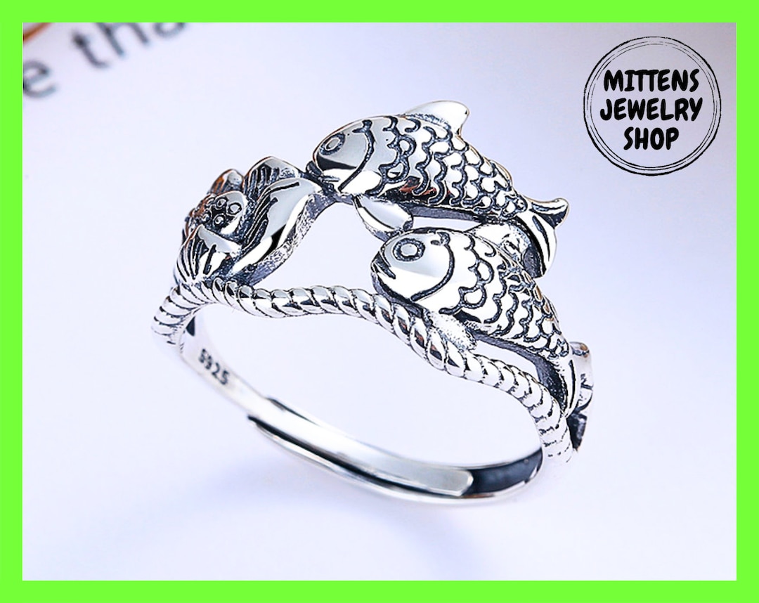 Koi Fish Ring Silver Fish Ring Lotus Ring Unique Rings - Etsy