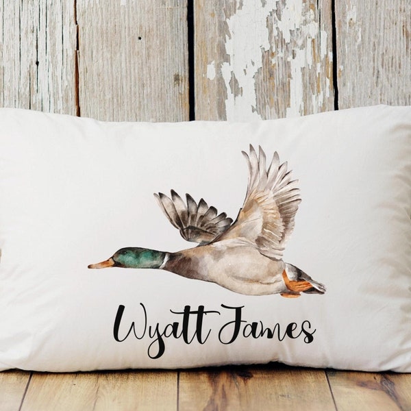 Personalized Mallard Pillowcase Sham, Custom Duck Pillowcase with name for teen or child, Custom Mallard Pillowcase, gift for hunter