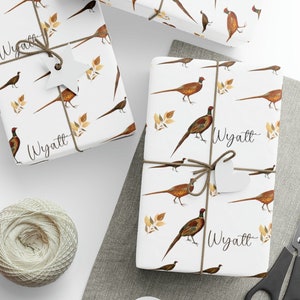 Personalized Pheasant Wrapping Paper, Custom Pheasant Gift Wrap with name, Personalized Gift Wrap for him, Hunting Gift Wrap, Hunter gift