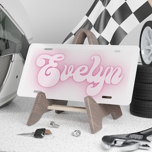 Personalized Pink Neon Name License Plate, Custom Neon Name License Plate, License Plate with neon name, Custom Front Plate, Vanity Plate