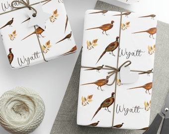 Personalized Pheasant Wrapping Paper, Custom Pheasant Gift Wrap with name, Personalized Gift Wrap for him, Hunting Gift Wrap, Hunter gift