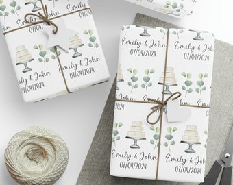 Personalized Wedding Shower Wrapping Paper, Custom Bridal Shower Gift Wrap with name, Personalized Wedding Cake Gift Wrap, Gift for Bride