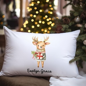 Personalized Kids Christmas Reindeer Pillowcase Sham, Kids Christmas Pillowcase with name, Kids Custom Christmas Pillowcase, Gift for child