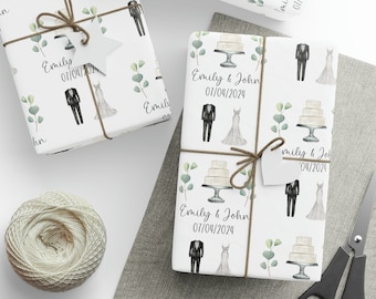 Personalized Wedding Wrapping Paper, Custom Bridal Shower Gift Wrap with name, Personalized Bride & Groom Wedding Gift Wrap, Wedding Shower